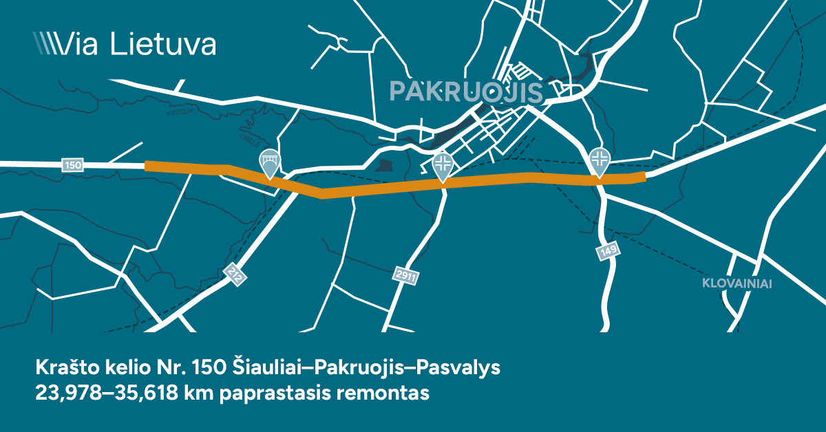 „Via Lietuva“: pradedamas daugiau kaip 11 km krašto kelio remontas Pakruojo rajone