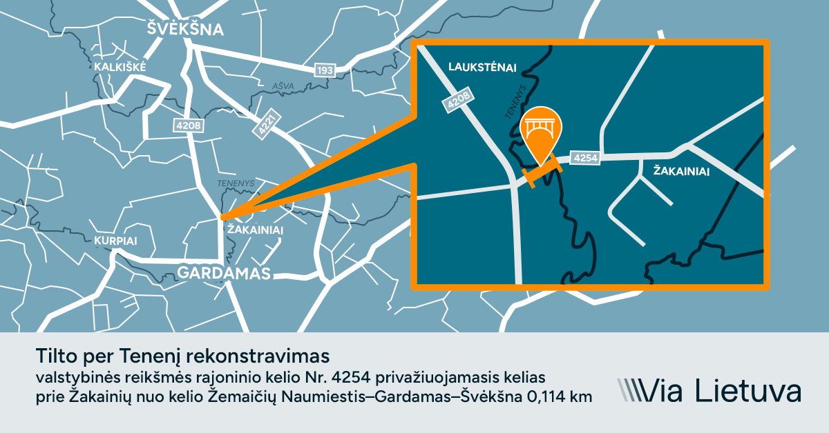 „Via Lietuva“: pradedama tilto per Tenenį rekonstrukcija Šilutės rajone